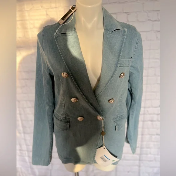 Venessa Scott Denim double breasted denim blazer